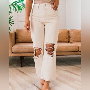 Vervet LA Distressed Cream Jeans
